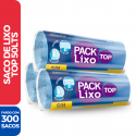 Rolo Saco Lixo Top Azul Picotado Resistente 50LTS 63x80 - 300 Sacos
