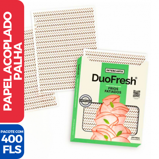 Papel Acoplado Embalar Frios Lanche Duofresh 30 x 37 Palha - 400 Folhas