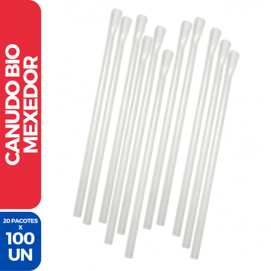 Canudo Mexedor Biodegradavel (Sache) - 20 Pacotes C/ 100 Unidades