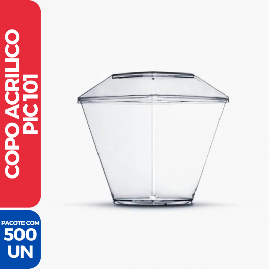 Copo Acrílico Transparente Cristal 100ML PIC 101 - 500 Unidades