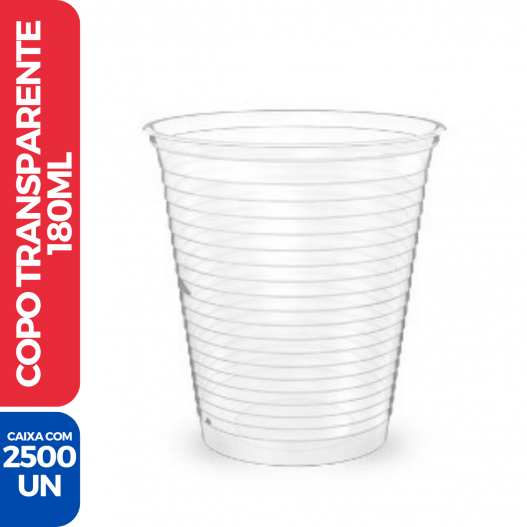 Copo Plástico Transparente Descartável 180ml - 2500 Unidades
