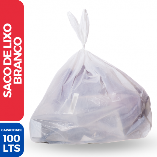 Saco P/ Lixo Branco 100LTS - 100 Unidades