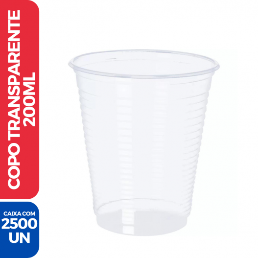 Copo Plástico Transparente Descartável 200ml - 2500 Unidades